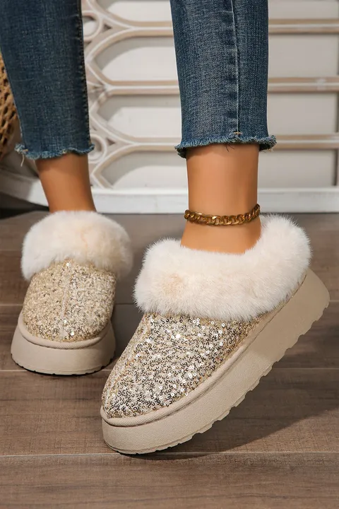 Threaded Pear Apparel Lucia Sequin Thick Sole Snow Boots