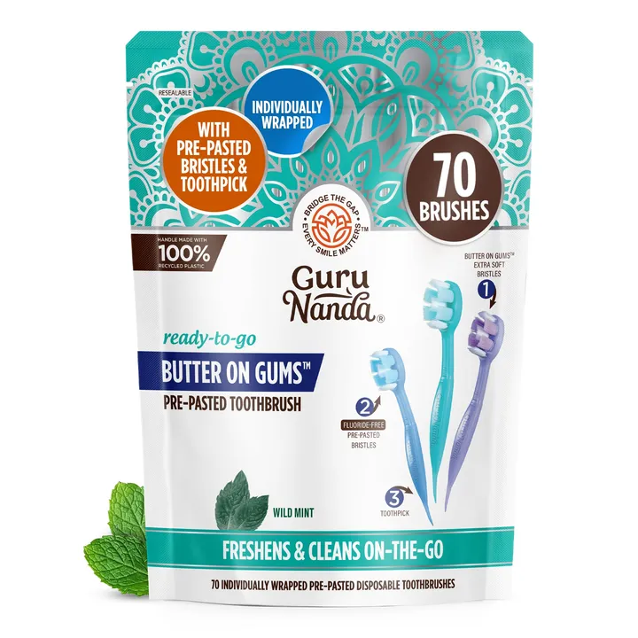 GuruNanda Ready to Go Toothbrush + Whitening Strips 32 Treatments