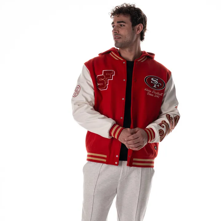 The Wild Collective San Francisco 49ers Hooded Varsity Jacket