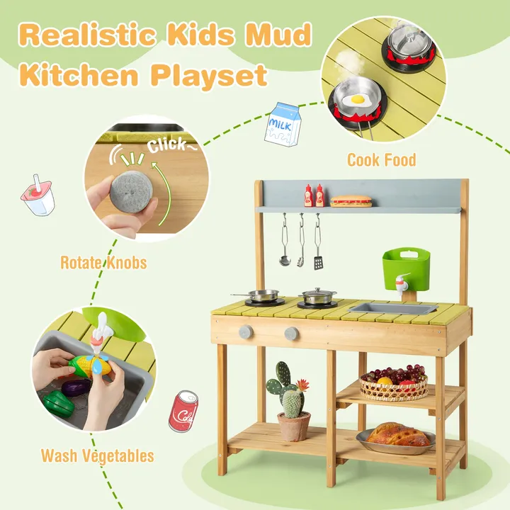 Gbruno Store Backyard Pretend Play Toy Kitchen With Stove Top