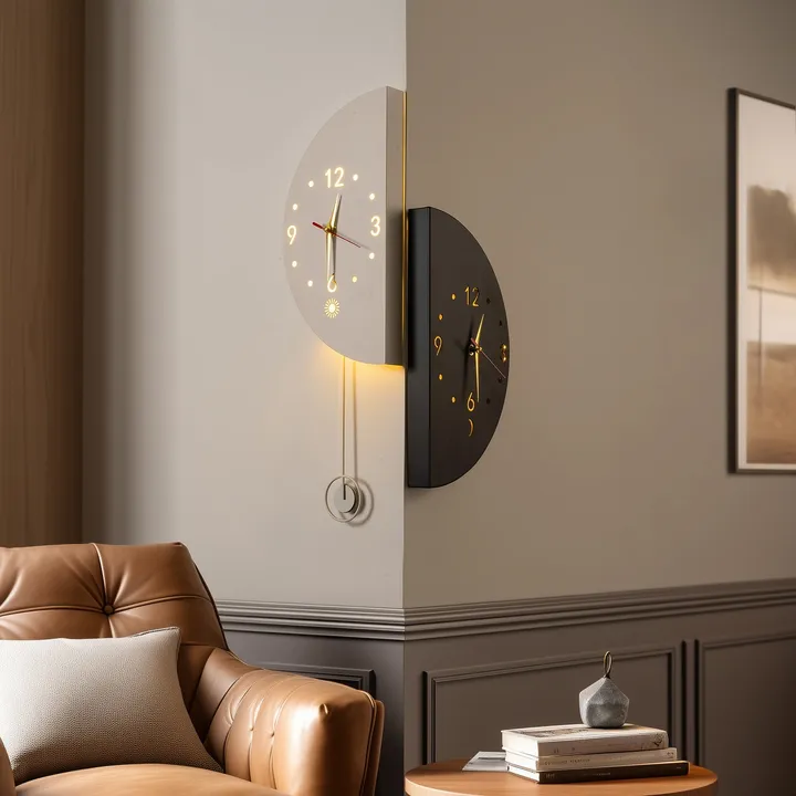 EP Light Lighted Double-Sided Corner Wall Clock
