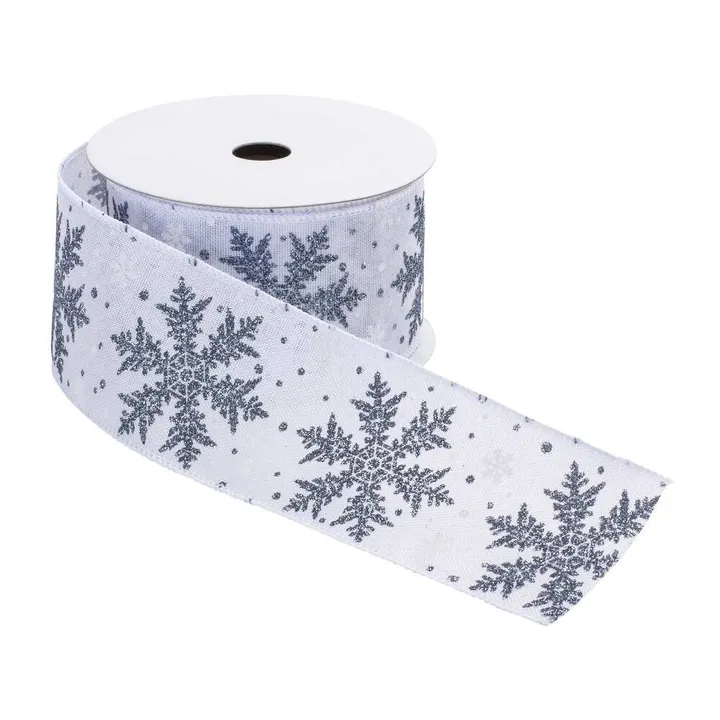 Melrose International Glittered Snowflake Ribbon