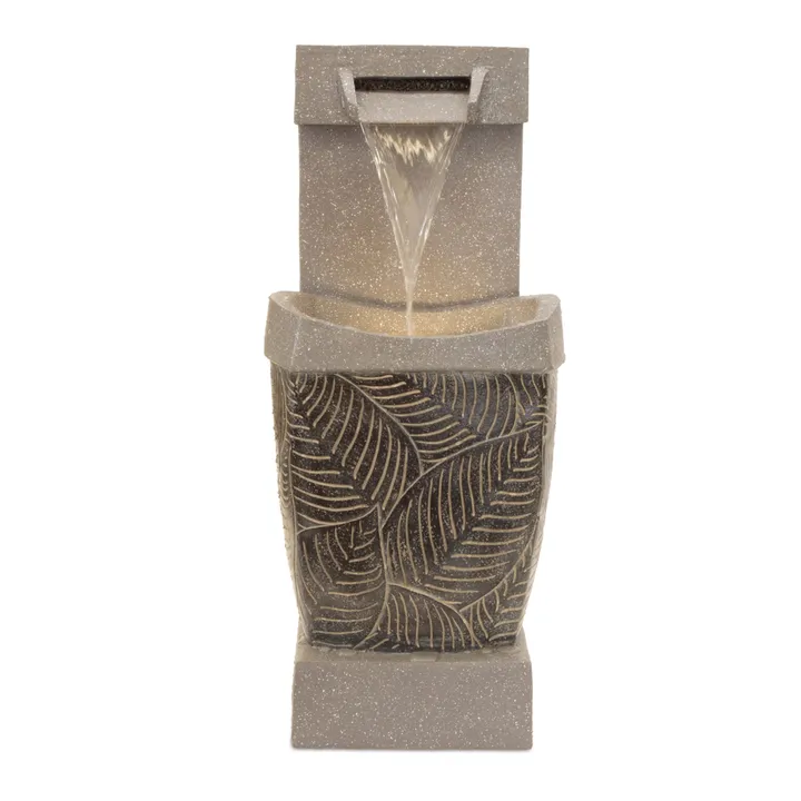 Melrose International Leaf Etched Stone Fountain