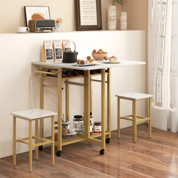Directdeals Dining Table Set With 6-Bottle Wine Rack
