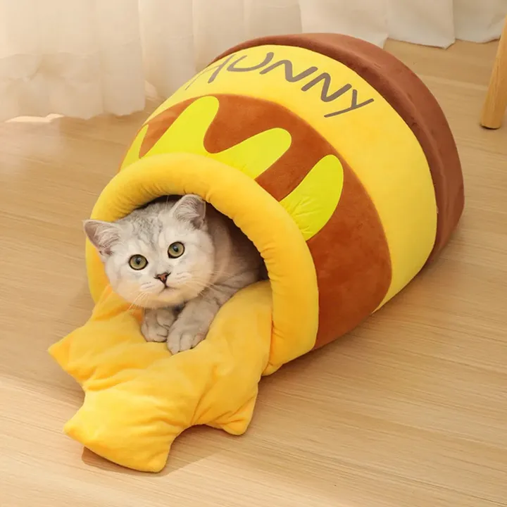 Onetify Adorable Honey Jar Theme Cat Bed