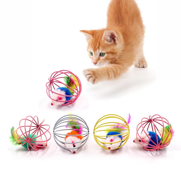 Onetify Funny Rolling Mouse Cage Cat Toy