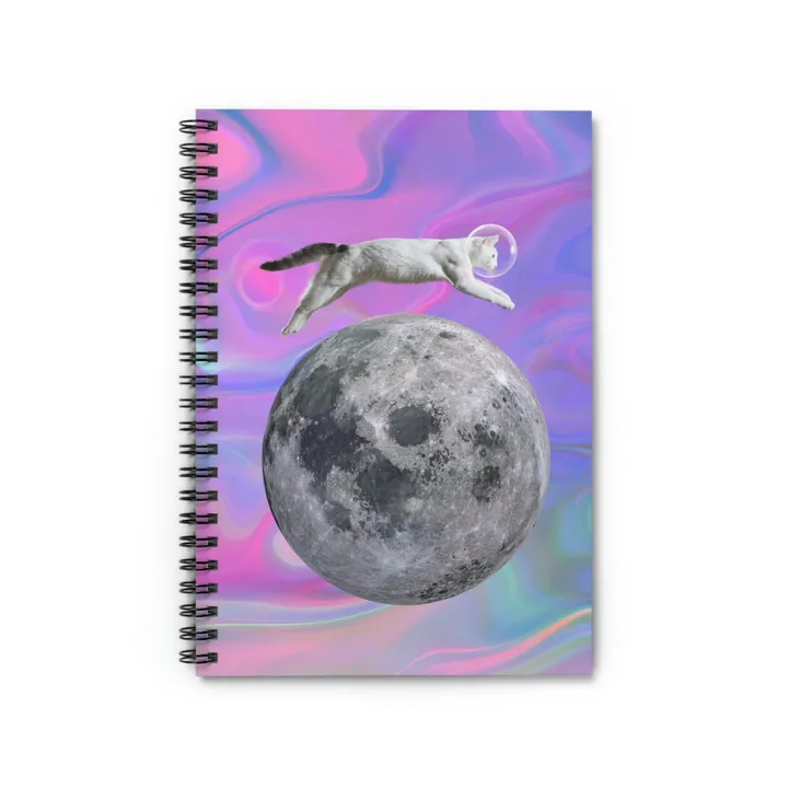 Onetify Astronaut Cat Jumping Over Moon Mouse Pad Spiral Notebook