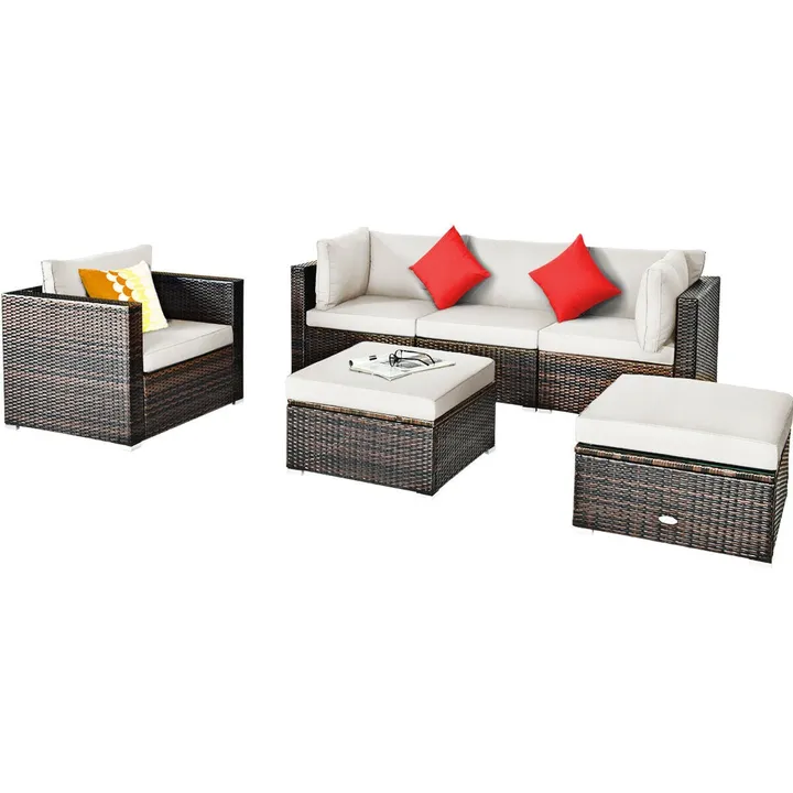 Directdeals Patio Rattan Furniture Set With Sectional Cushion
