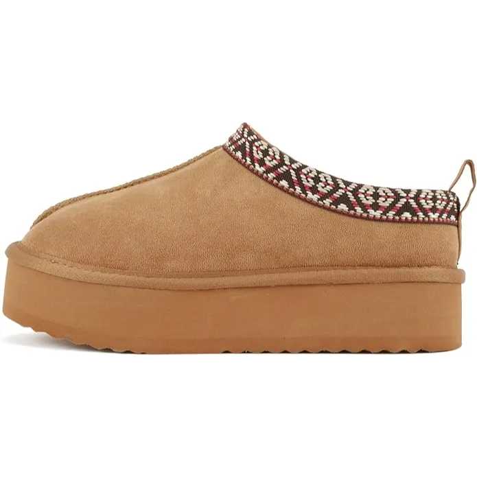 Shoe Time Women’s Round Toe Slip-On Flatform Lug Sole Sherpa Slippers