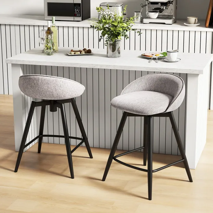 Directdeals Comfortable Upholstered Bar Stools Set with Footrest