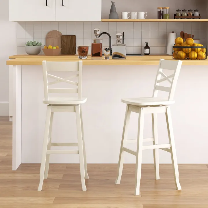 Directdeals Swivel 30-inch Bar Height Stool With Footrest