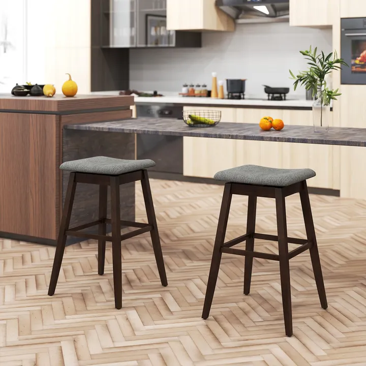 Directdeals Swivel Bar Stools With Footrest And Rubber Wood Legs