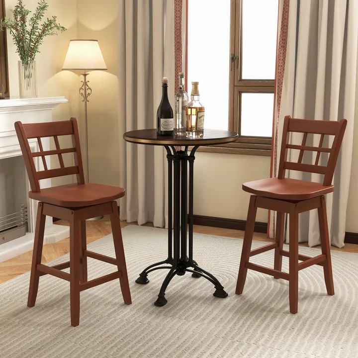 Directdeals Counter Height Barstools With 6-Grid Hollow Back And Seat