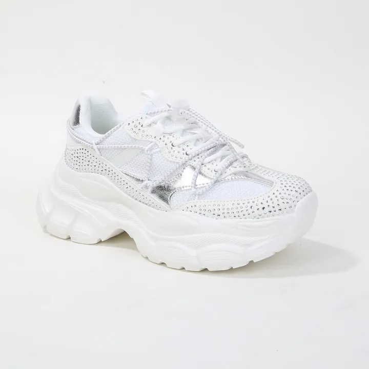 Berness Rosa Chunky Rhinestone Mesh Sneakers