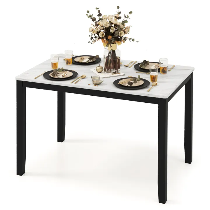 Directdeals Rectangular Mid Century Dining Table With Faux Marble Tabletop