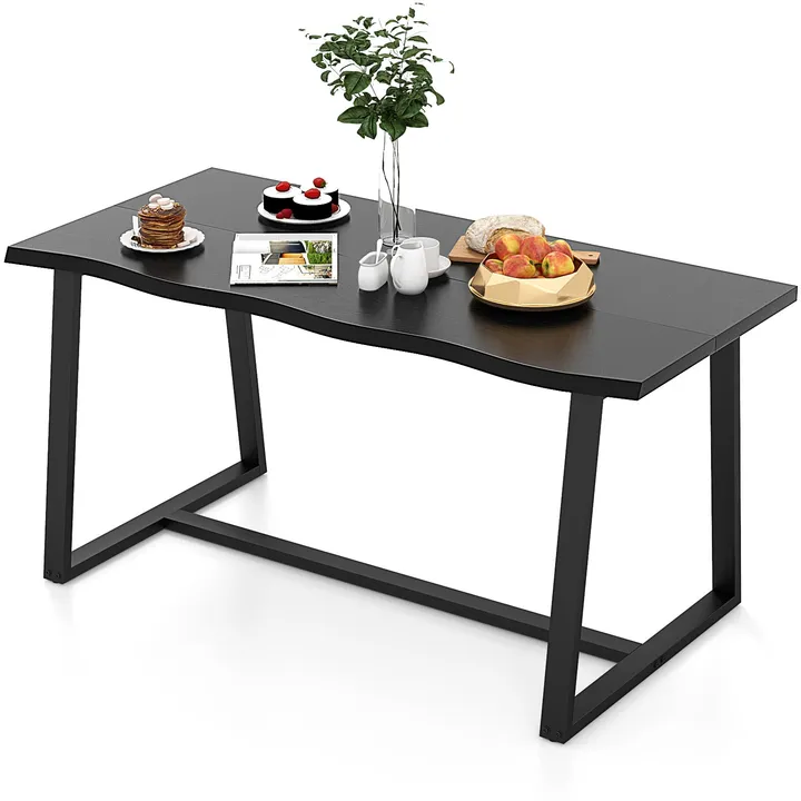Directdeals Large Dining Table With Wavy Edge And Heavy-Duty Metal Frame