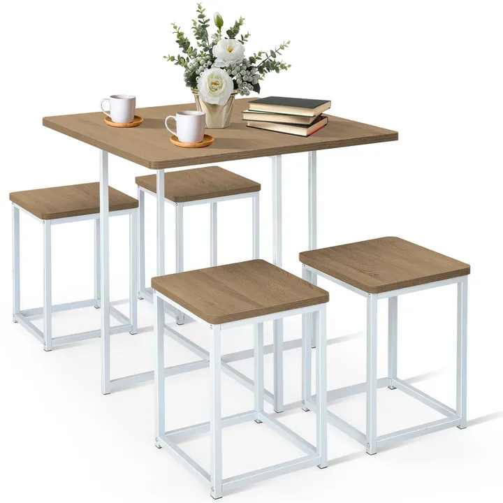Directdeals Metal Frame Dining Set With Compact Dining Table And 4 Stools