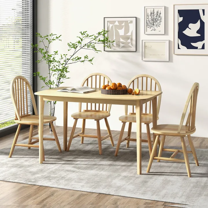 Directdeals Wooden Dining Table Set With 4 Windsor Chairs