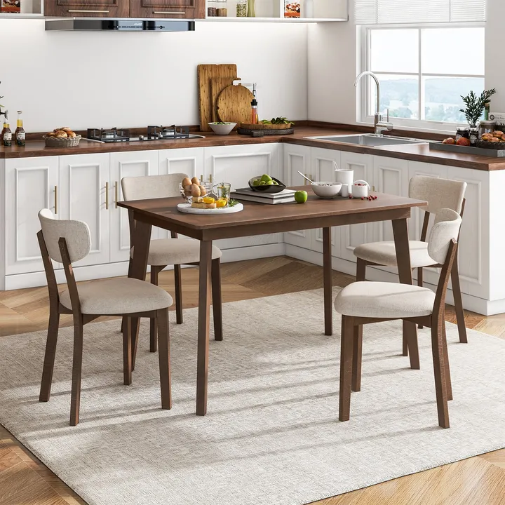 Directdeals Dining Table Set For 4 With Rubber Wood Frame And Padded Set