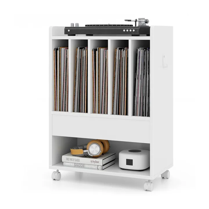 Directdeals Record Rolling Turntable Player Stand With Drawer